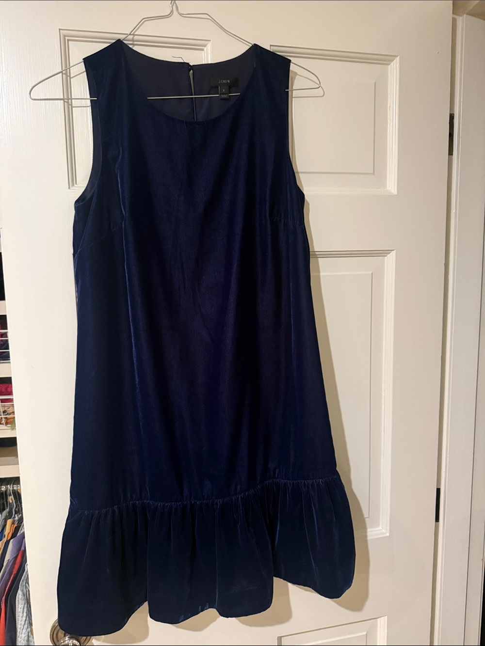 J. Crew Navy Sleeveless Velvet Mini Dress